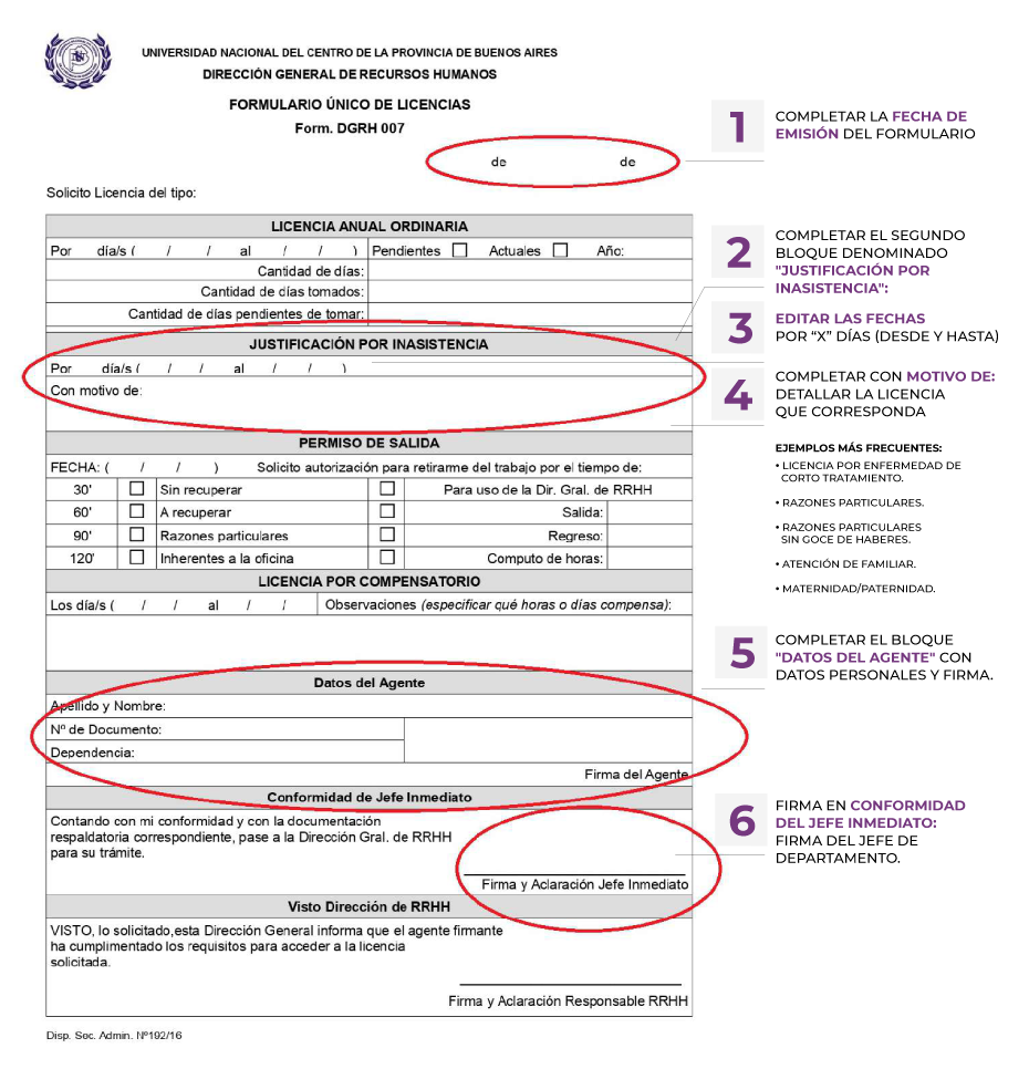Guía para completar formulario de licencias